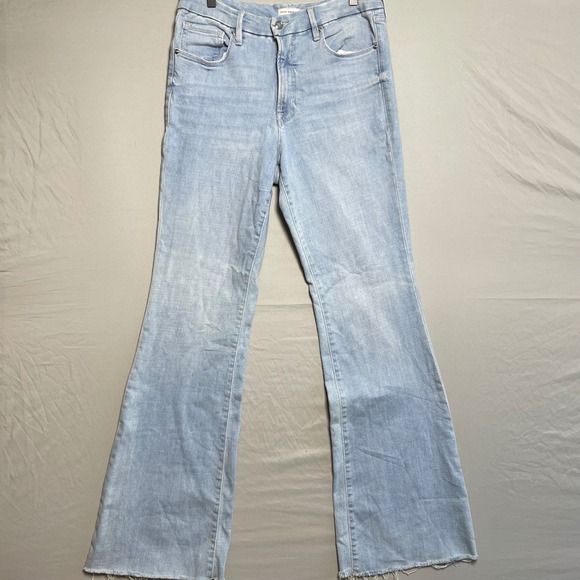 Good American Jeans Flare High Rise Raw Hem Light Wash Womens Size 12 31 - Picture 8 of 8